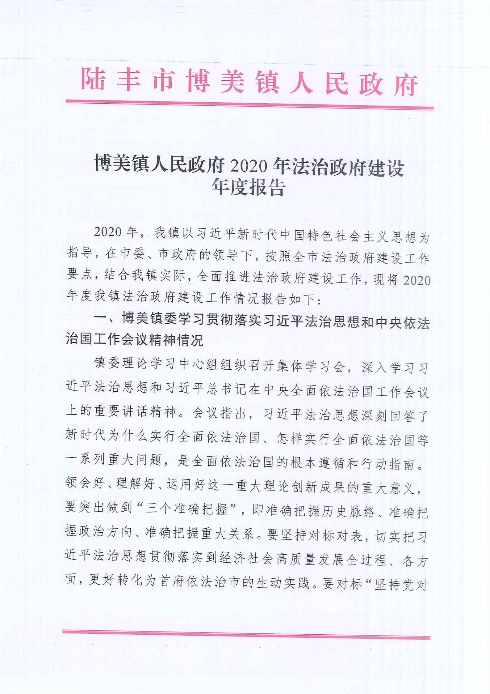 博美鎮(zhèn)人民政府2020年法治政府建設(shè)年度報告_00.png